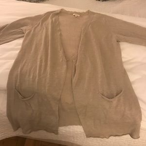 Eileen Fisher 100% Linen 3/4 sleeve tan sweater